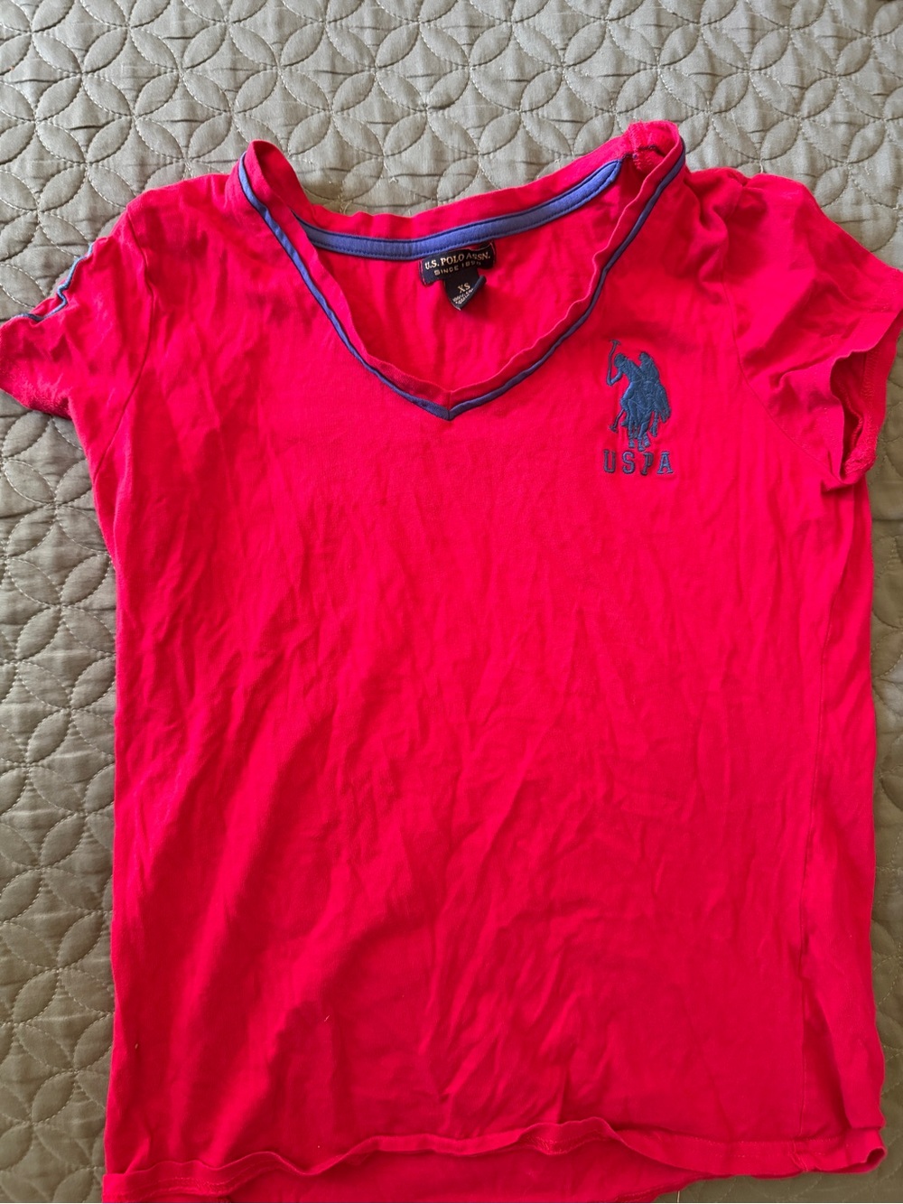 U.S. Polo Assn. Women's V-Neck Tee in Bright Pink